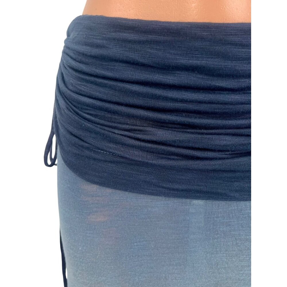 Young Fabulous & Broke Blue Ombre Fold Over Waist Ruched Sides Boho Maxi Skirt - Picture 3 of 16